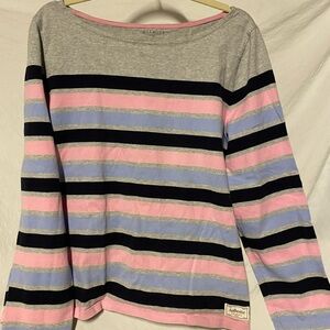 Talbots Pink, Blue and Gray Long Sleeve Boatneck Top